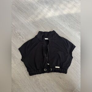Bombshell Zip Up Crop Top (Black)